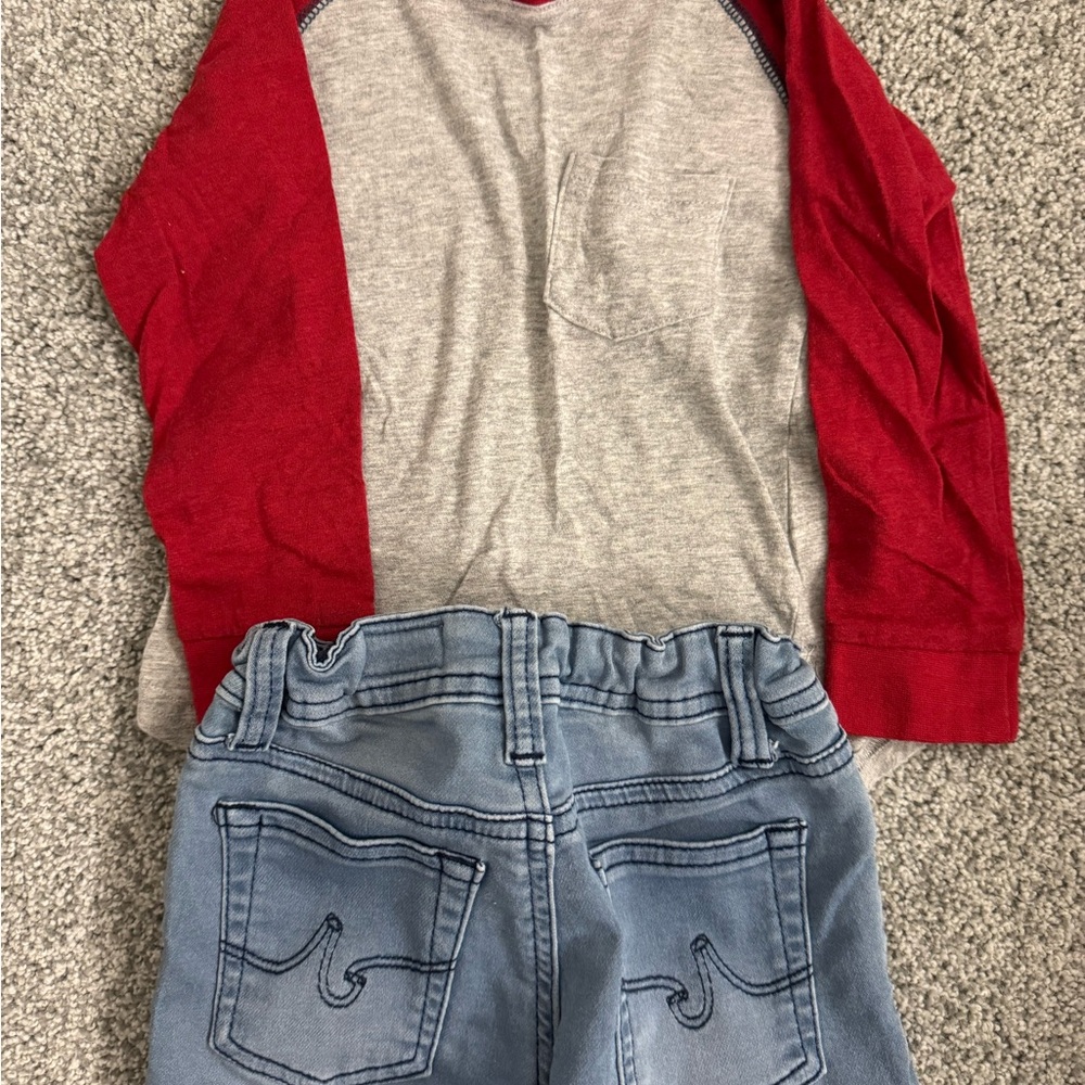 Ag Adriano Goldschmied Red and Gray Long Sleeve Matching Set